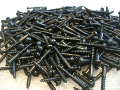 70 - VINTAGE NEW-OLD STOCK BLUED SLOTTED ROUND HEAD STEEL WOOD SCREWS, 1" x #6 Cover