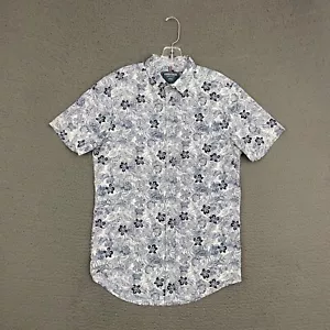 Heritage Report Collection Shirt Mens Medium White Blue Floral Stretch Casual - Picture 1 of 7