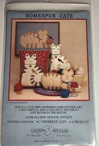Country Appliques CA-53 Homespun Cats 4 Projects Vintage 1994 unbenutzt - QP5 - Bild 1 von 2