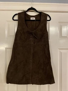 Urban Outfitters Brown Suede Leather Lace Up Shift Dress, Size Small, New! - Picture 1 of 6