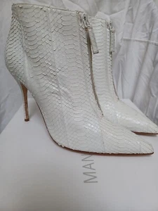 Neu Manolo Blahnik 1195 $ weiße Wasserschlange Stiletto-Absatz Stiefeletten hergestellt in Italien EU 41 - Bild 1 von 7