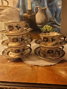 VINTAGE SET 5 MASON'S ENGLAND IRONSTONE CHINA CUP & SAUCER - Picture 1 of 13