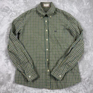 Thomas Burberry Shirt Mens Small Green Yellow Blue Plaid Button Down Logo Pocket - Picture 1 of 8