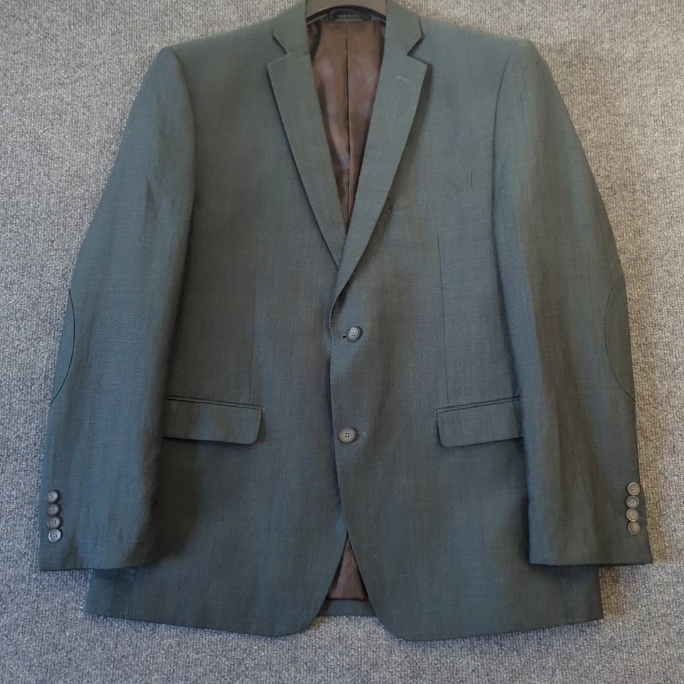 Abrigo Blazer Deportivo Marc New York Verde Oscuro Lino Lana Camuflado Forro Para Hombre 42R Foto 1 de 4