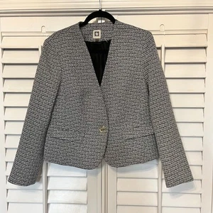 Ann Klein Black And White Jacket Size Medium - Picture 1 of 7