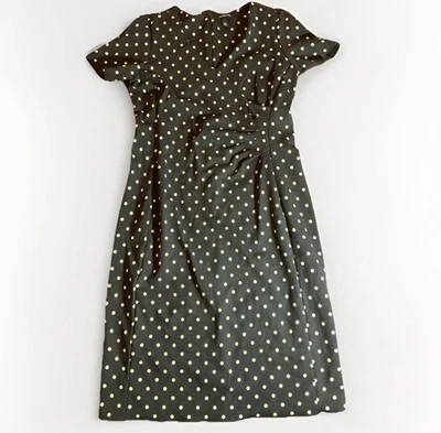 Land’s End Dress Women’s 4P Navy Polka Dot Midi Work Office Career Short Sleeve - Image 1 of 4