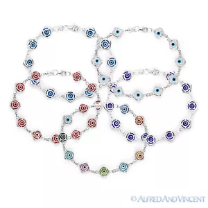 Mal de Ojo Pulsera de Plata Esterlina 925 Nazar Turco Griego Hamsa Cabalá - Imagen 1 de 5