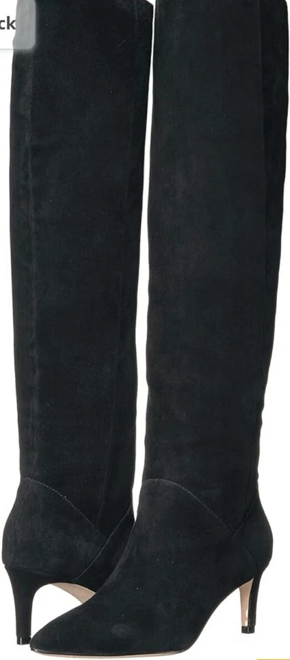 Joie 女式细高跟及膝靴黑色麂皮绒美国 9.5 码 EU 40 全新 — 第 1/4 张图片