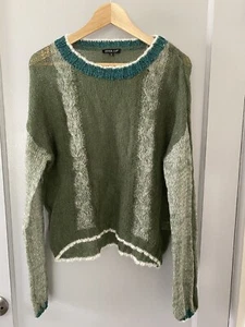 Jessie Liu Green Mohair Lightweight Pullover Sweater Size S Rare Beautiful - Picture 1 of 5
