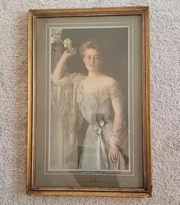Antique Framed 1909 Print Lady Woman Girl In Blue William Thorne Washington DC - Picture 1 of 24