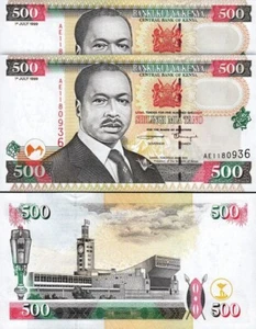 Kenya 500 Shillings 1999, UNC, 2 Pcs PAIR, Consecutive, P-39b - Picture 1 of 4