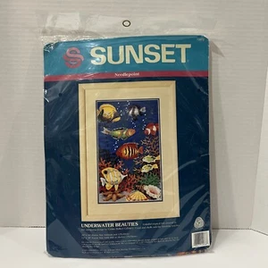 SUNSET Needlepoint  "Underwater Beauties" #12078 New Sealed 10” x 16” ocean fish - Picture 1 of 4