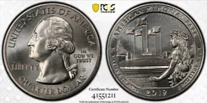 2019-S American Memorial NP Quarter 25c PCGS MS67+ Pop 1 only 1 Higher! - Picture 1 of 5