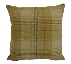 Abraham Moon - Huntingtower - Sand - 100% Pure New Wool Plaid Cushion Cover - Picture 1 of 2