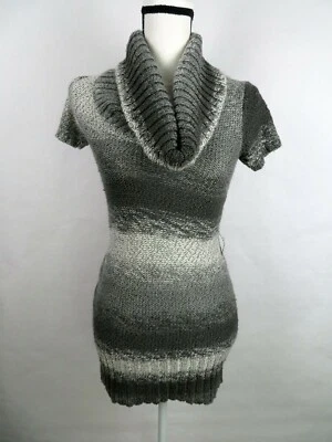 Vestido túnica tejido Wetseal para mujer cuello capucha manga corta gris blanco talla M Foto 1 de 4