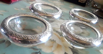 Juego de 4 cuencos de tuerca floral de plata de ley LALIQUE 3,5" COMO NUEVOS Foto 1 de 4