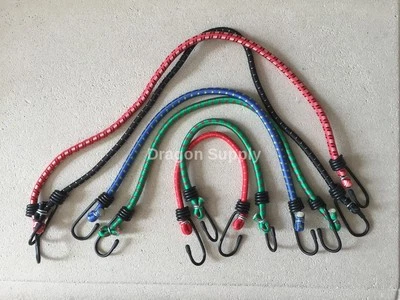 AJ New 6pc Bungee Bungie Cord Tie Down Straps Assortment Set 12" 18" & 24"