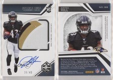 2019 Panini Limited Silver Spotlight /49 Justice Hill RPA Rookie Patch Auto RC