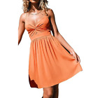 Cupshe NWT Womens S Orange V Neck Cutout Open Back Spaghetti Strap Coverup Dress