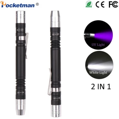 2-In-1 UV +Weiß Licht Mini Stift Licht UV LED 395nm Taschenlampe Detektor - Bild 1 von 4