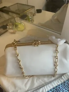 Tory Burch Cleo Quilted Soft Ivory Leather  Shoulder Bag. NOWT, Gold Hardware - Picture 1 of 13