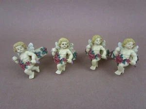 New! Set of 4 Resin Napkin Holder Rings Featuring Detailed Cherub Angel Figures - Picture 1 of 10