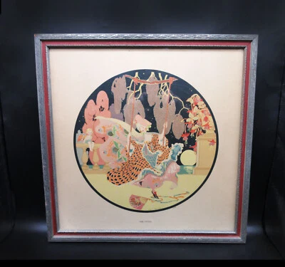 1920s Deco Molly Benatar “The Swing” Signed Print Fashion Lady Winged Cherub - Image 1 of 4
