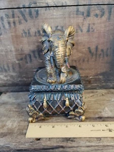 Resin Elephant Trinket Box 8" Tall x 4 3/4" Square x 2" Deep Box - Picture 1 of 12