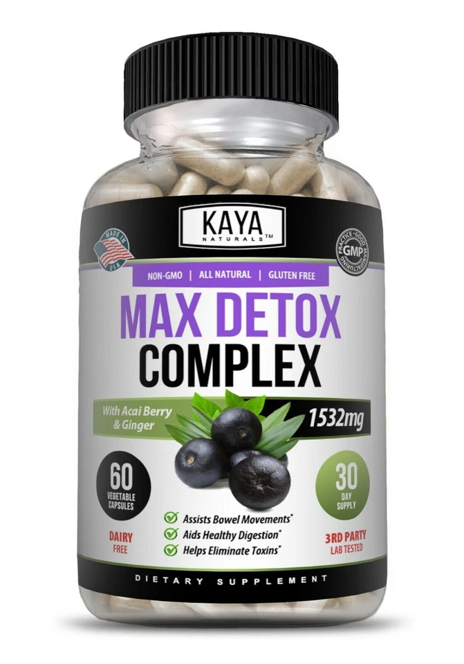 Kaya Naturals Max Detox Herbal Supplement for Weight Loss​ & Body Cleanse 60 Cap