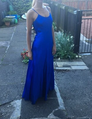STUNNING ROYAL BLUE FITTED SATIN BRIDESMAID PROM DRESS BY CONSORTIUM SIZE 8 - Image 1 of 4