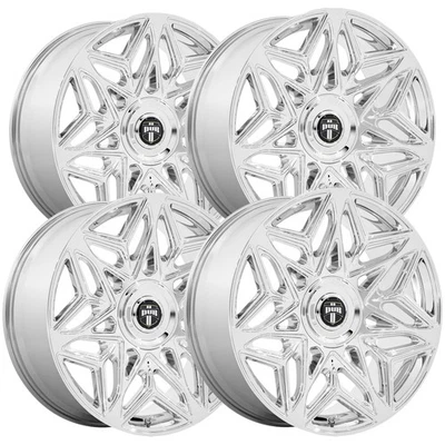 (Set of 4) DUB DC274 Anomaly 24x9 5x115/5x120 +15mm Chrome Wheels Rims 24" Inch Foto 1 de 4
