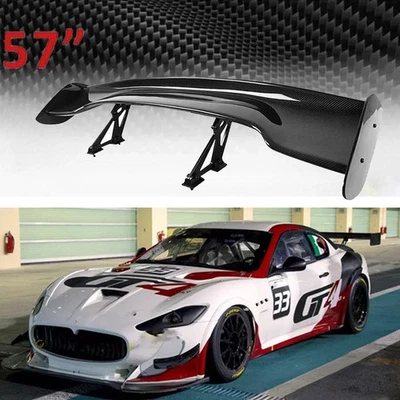 For Maserati GTS Gran Turismo 57" GT Rear+Trunk Spoiler Wing Carbon+Fiber Look Foto 1 de 4