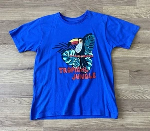 Primark Short Sleeves T-Shirt Boys Age 7-8 Years Royal Blue Jungle 100% Cotton - Picture 1 of 4