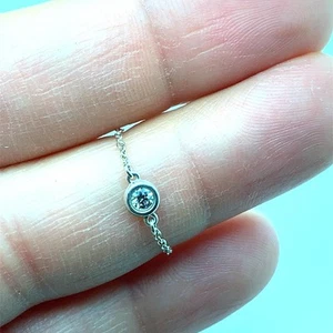 Tiffany & Co. Elsa Peretti Sterling Silver Diamond by the Yard Ring Size 5.5 - Picture 1 of 8