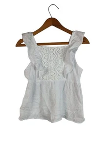Wonder Nation Girl's Tank Top White Size 18 XXL NWT Flutter Sleeve - Picture 1 of 9