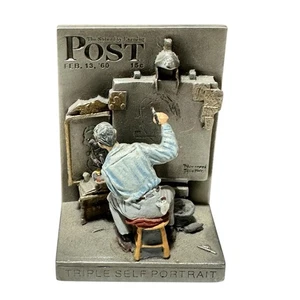 Norman Rockwell Triple Self Portrait Figurine-Saturday Evening Post - Picture 1 of 3