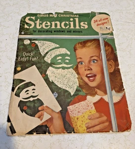 Vtg 1960s Glass Wax Christmas Window Stencils Gold Seal Co USA - Picture 1 of 10