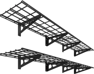 FLEXIMOUNTS 12-inch-by-72-inch Wall Shelf Garage Storage Rack 1x6ft ,Black, - Picture 1 of 4