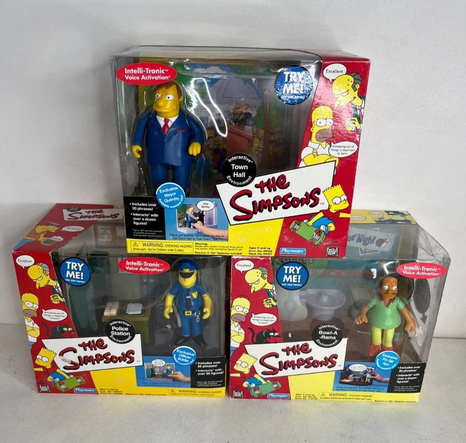 Simpsons World of Springfield 3-Lote Delegacia de Polícia Prefeitura Bowl-A-Rama Selado - Imagem 1 de 4