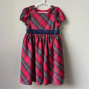 Max Studio Girls Holiday Dress Size 8 Christmas Plaid Red Blue Tulle Bow Winter - Picture 1 of 12