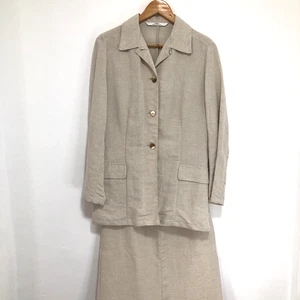 Marks and Spencers Linen Skirt Suit Blazer Natural UK 12 Jacket UK 10 Skirt - Picture 1 of 23
