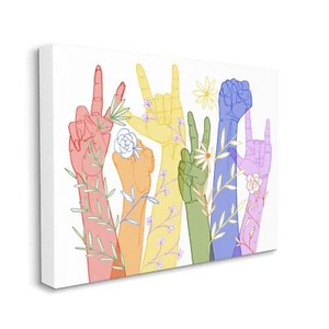 Stupell Industries Rainbow Peace Love Caring Hand Signs ASL, Design by Grace ... - Picture 1 of 6