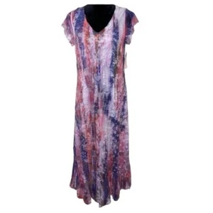 Neu mit Etikett Cal Style USA Maxikleid mehrfarbig mit weißem Blumen Spitzenüberzug Größe L - Bild 1 von 16