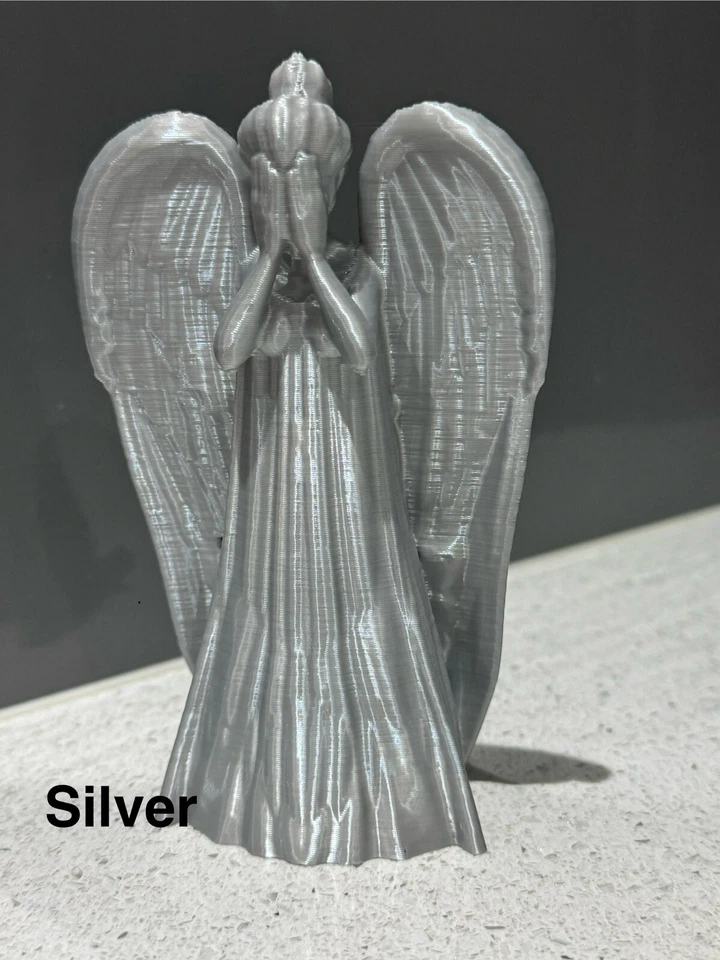 12cm Silver Weeping Angel Face covered  Topper 3D Printed - Изображение 1 из 1