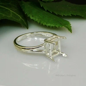 (9x7 - 14x10) EMERALD Split Shank Sterling Silver Pre-Notched RING Setting - Picture 1 of 2