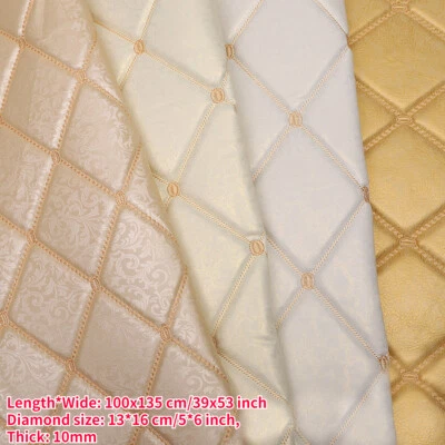 Faux Leather Vinyl Fabric Thick Quilted Foam Back Diamond Pattern for Upholstery - Image 1 of 4