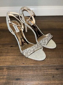 Badgley Mischka Rider Heels Size 11 Crystal Embellished Glitzy Chic Formal - Picture 1 of 6