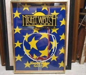 NACHTWACHE LOUNGE HAPPY HOUR 3D WANDBILD GLAS MIT RAHMEN 18-1/4" X 24-1/4" - Bild 1 von 11