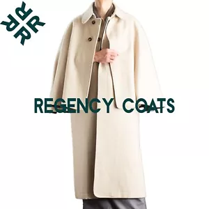 New Victorian Edwardian Style Overcoat, Handmade Off White Wool Inverness Cape - Picture 1 of 10
