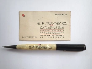 Lápiz mecánico de 1940 LOS ÁNGELES TWOMEY AGENCIA DE PUBLICIDAD CALOMANÍA Y TARJETA DE VISITA - Imagen 1 de 10